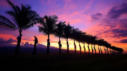 Tropical Sunset with Palm Trees