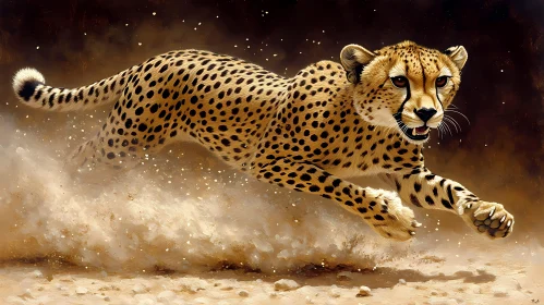 Cheetah Racing Across the Dust