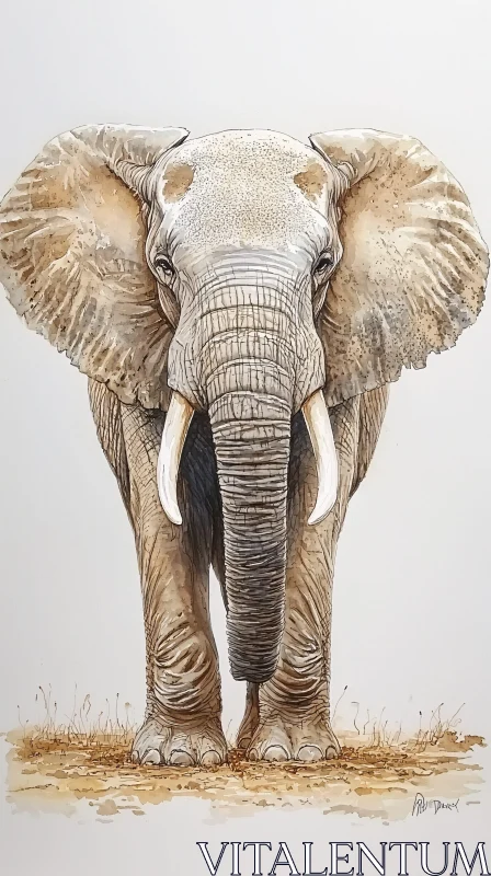 AI ART Wild Elephant Illustration