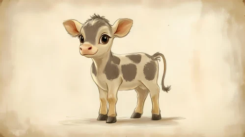 Cute Young Cow Art