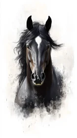 Artistic Portrait of a Black Horse
