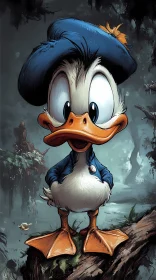 Whimsical Forest Duck Illustration