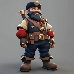 Stylized Cartoon Warrior Ready for Adventure