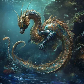 Dragon Swimming in the Deep Sea