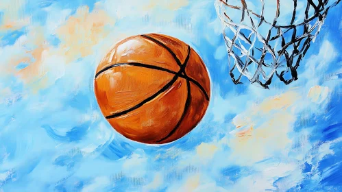 Painted Basketball with Net