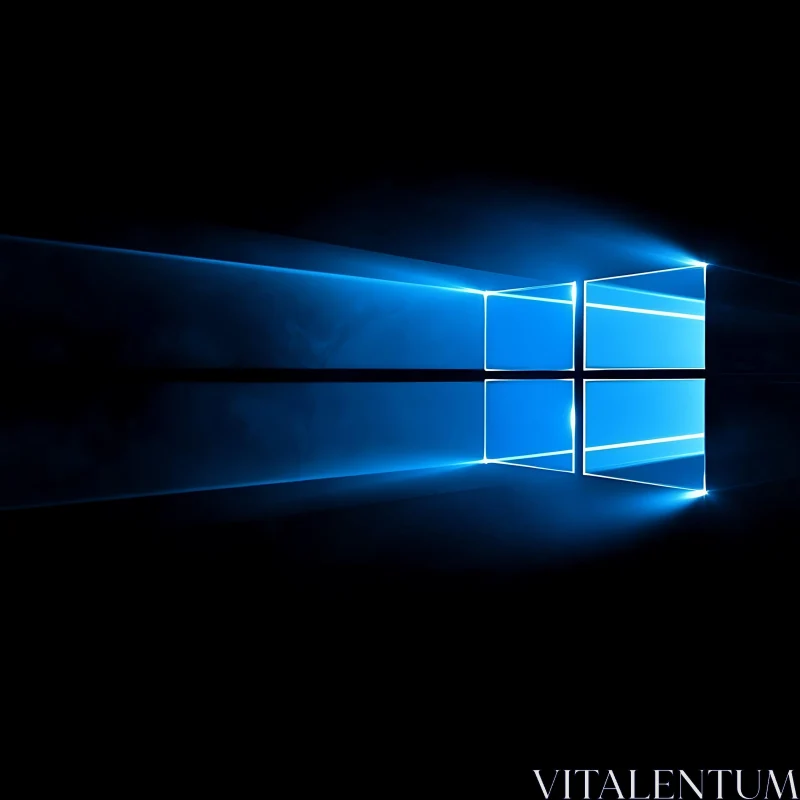 Reflective Windows Logo in Blue Light AI Image