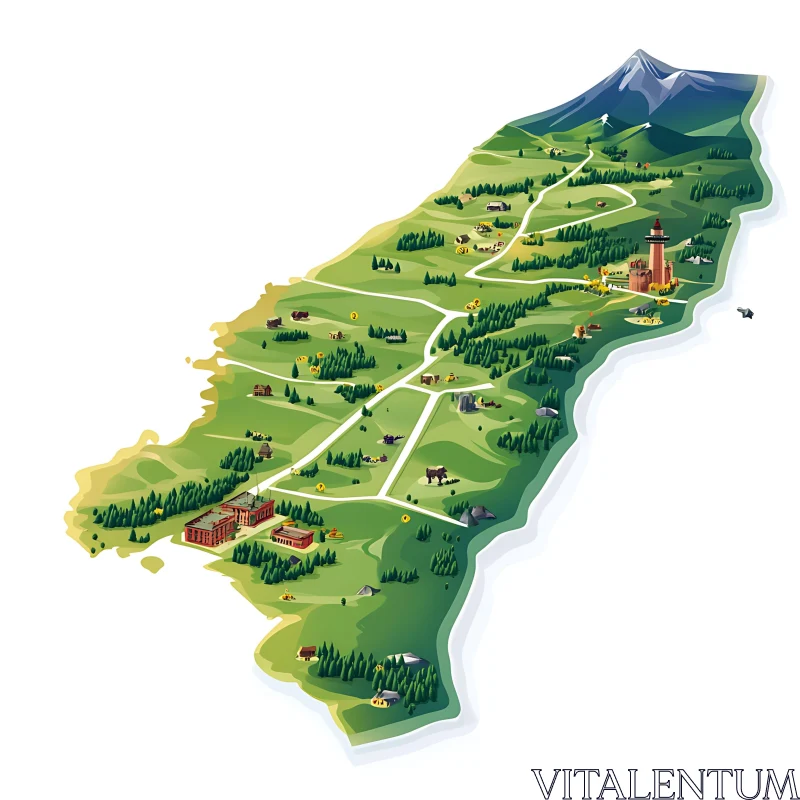 Detailed Landscape Map Illustration AI Image