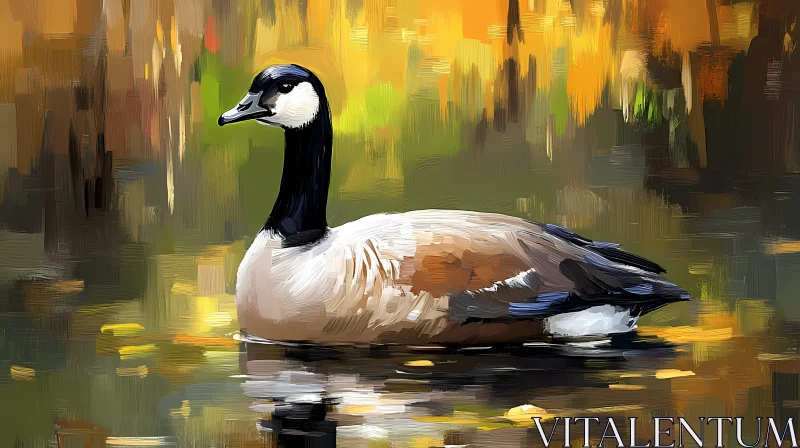 Autumn Goose on Water AI Image