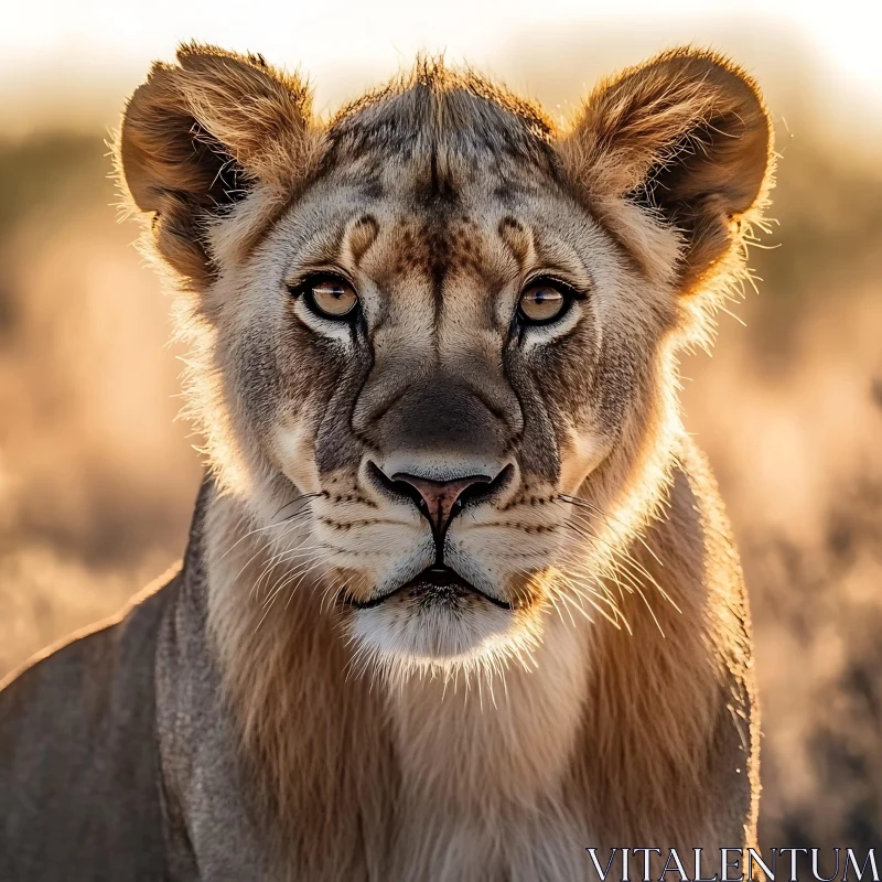 AI ART Lioness in Golden Light