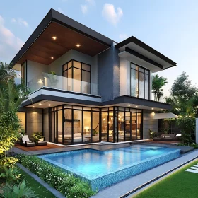 Contemporary Home with Pool and Garden