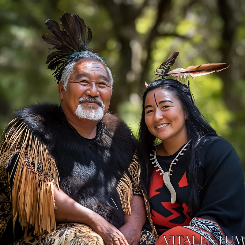 Portrait of Indigenous People with Feathers AI Image