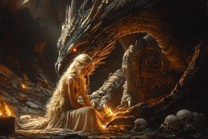 Blonde Woman with Dragon