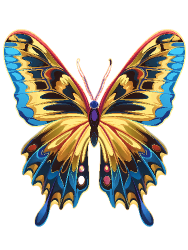 Colorful Butterfly Vector Illustration with Intricate Patterns POD Design