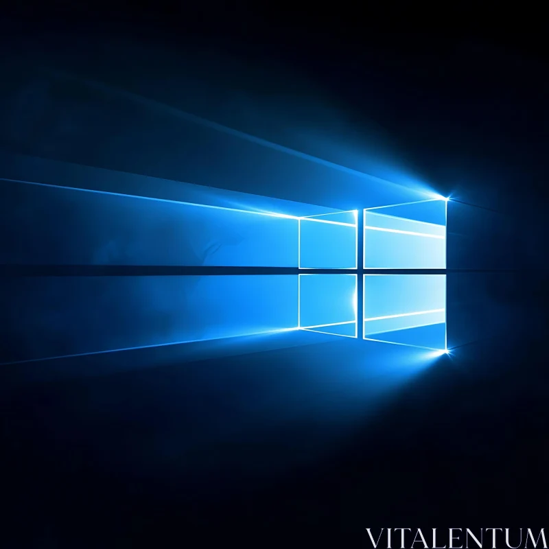 Glowing Blue Window Design in Dark Background AI Image