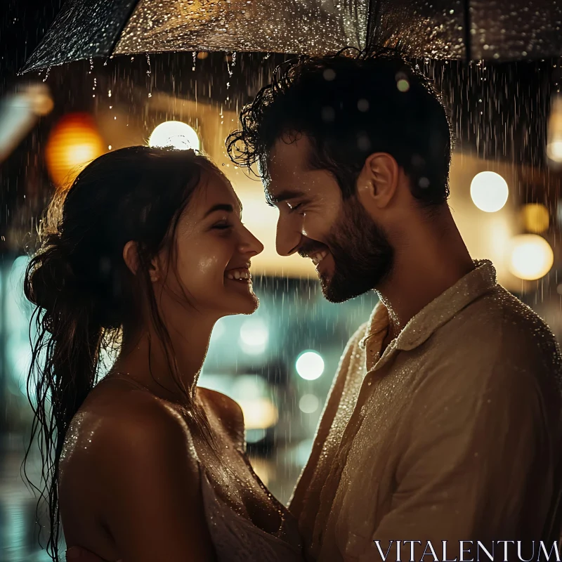 Rainy Day Romance AI Image