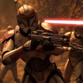 Armored Soldier with Laser Weapon