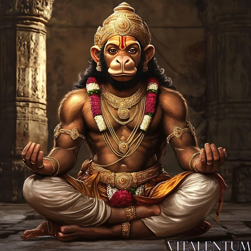 Meditative Monkey God Artwork AI Image