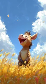 Happy Donkey Under Blue Sky