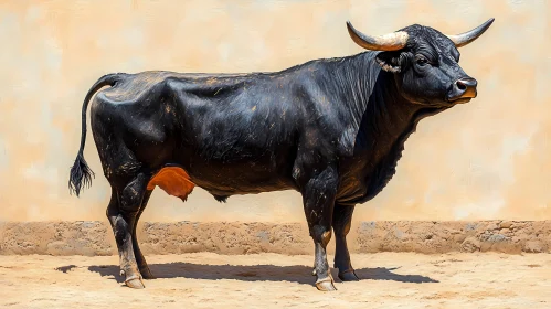 Powerful Bull in Rustic Setting