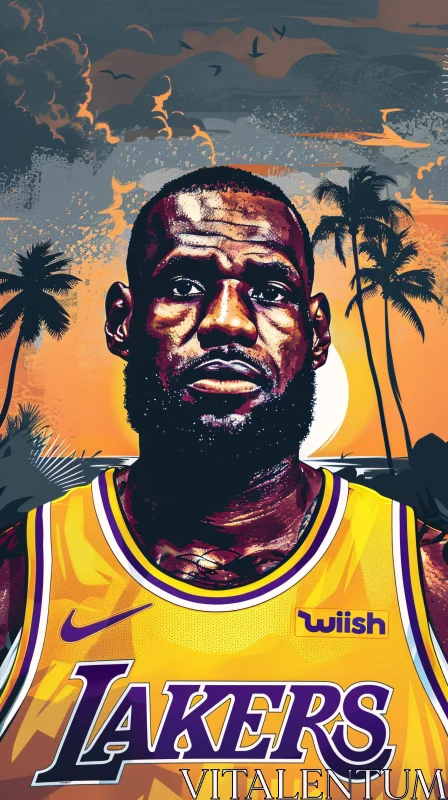 LeBron James in Lakers Jersey Art AI Image