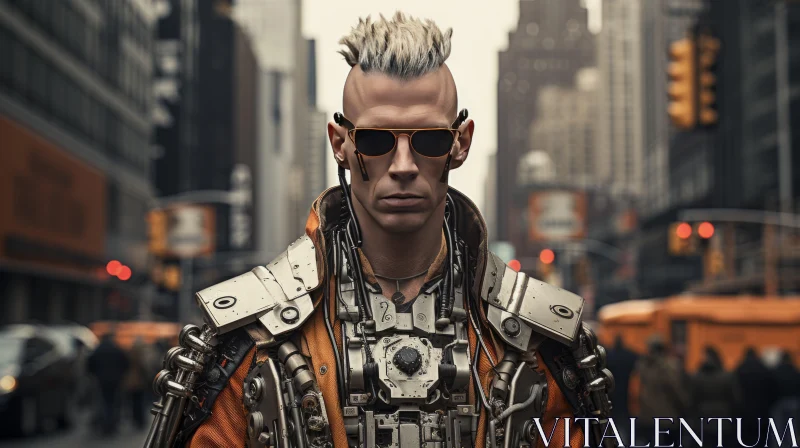 Futuristic Man in Cyberpunk City - Neo-Punk Portraiture AI Image
