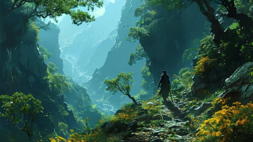 Majestic Landscape: Valley with River and Mountains