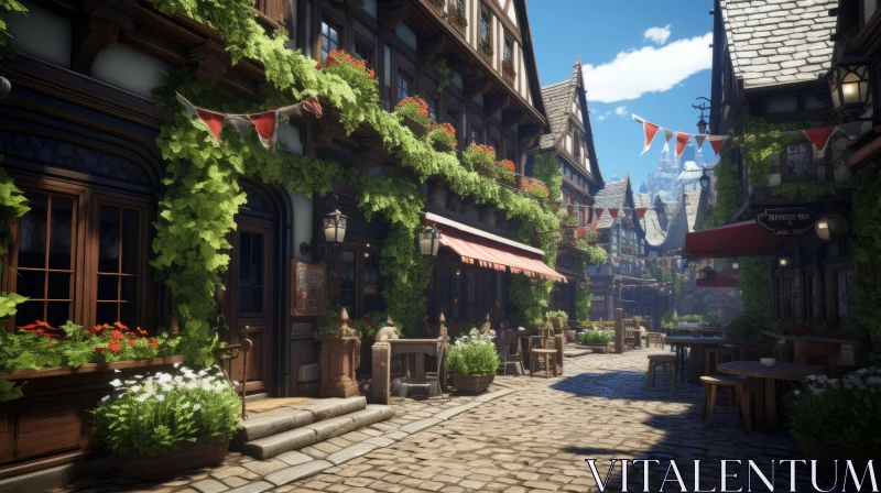 Open-world Fantasy Town: A Journey Through Renaissance-inspired Streets AI Image