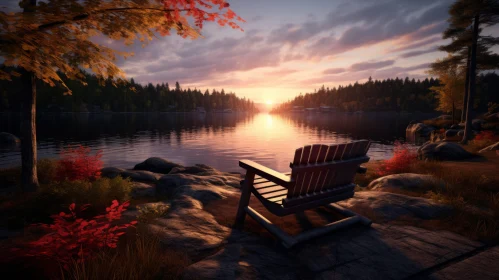Serene Sunset by a Lake: Unreal Engine 5 Concept Art