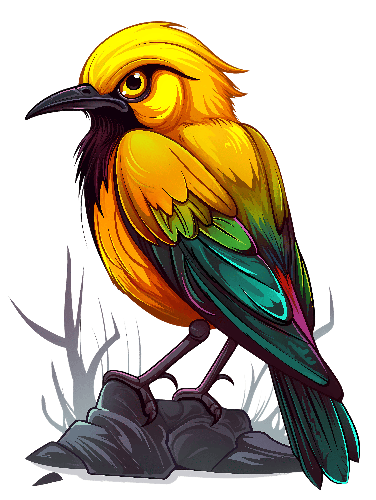 Vector Illustration of Yellow Bird on Rock POD Design