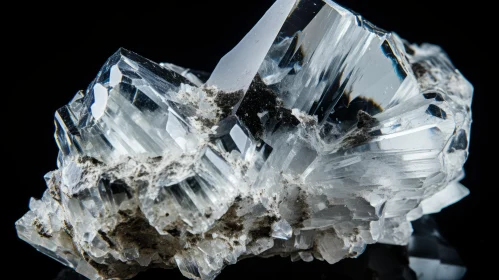 White Crystals on Black Background: An Aquamarine Majesty