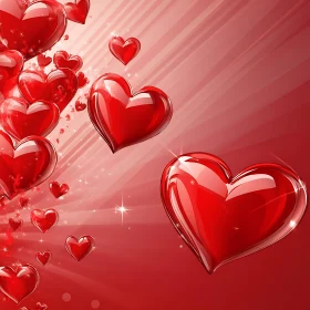 Red Hearts on Red Background