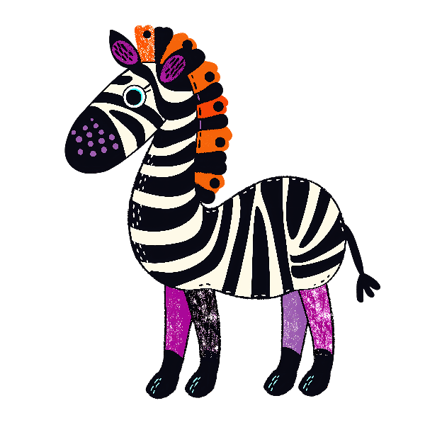 Colorful Zebra Graphic for Apparel POD Design