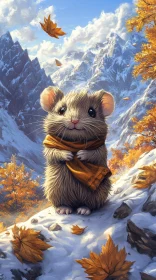 Scarfed Mouse Amidst Autumn Mountains