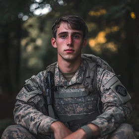 Young Man in Military Uniform Portrait