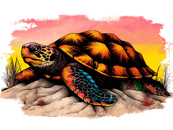 Artistic Turtle Sunset Print POD Design