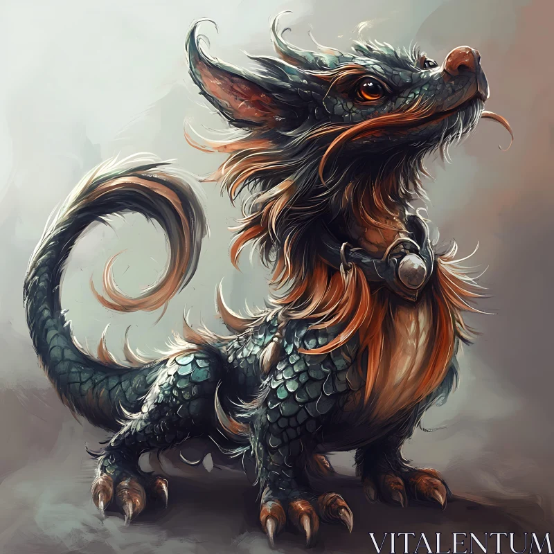 AI ART Stylized Dragon with Copper Fur