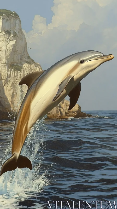 AI ART Elegant Dolphin Above Waves