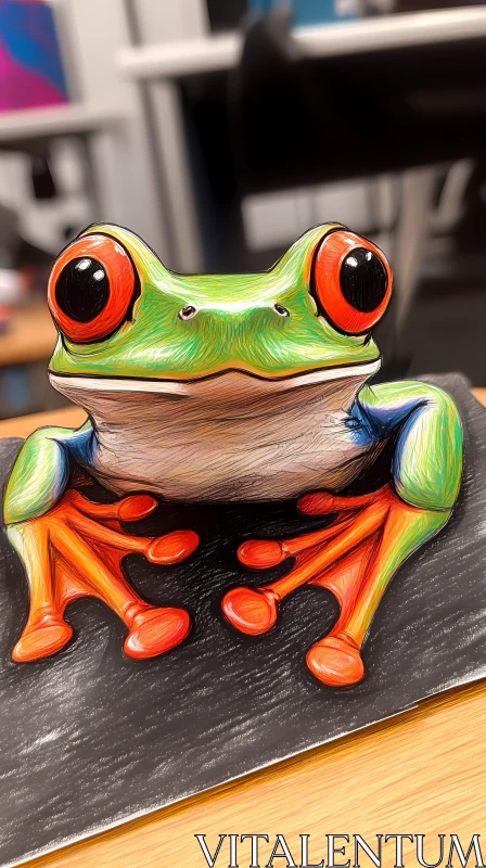 AI ART Vividly Painted Frog Artwork