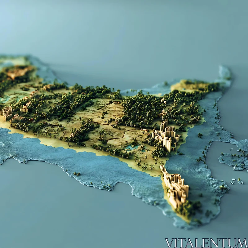 Coastal Terrain Topography Art AI Image