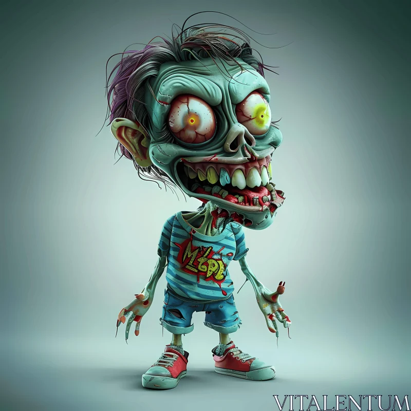3D Rendered Cartoon Zombie Boy Illustration AI Image
