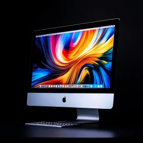 Modern Computer with Colorful Artistic Screen