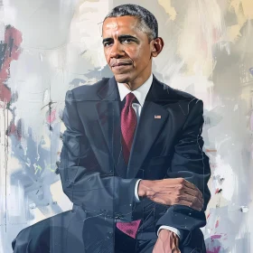 Barack Obama in a Suit Portrait Art