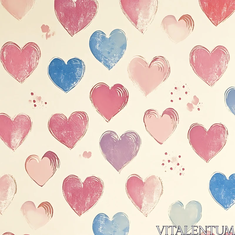 AI ART Romantic Hearts Pattern in Pastel Colors