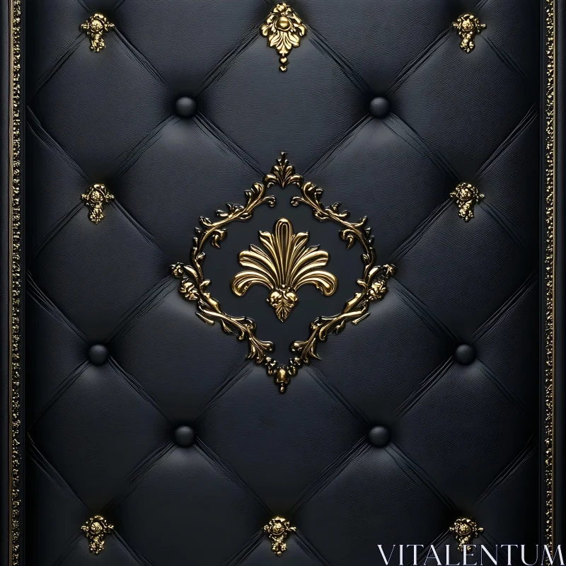 Elegant Black and Gold Leather Texture AI Image