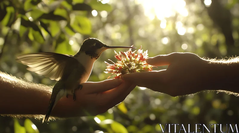 Delicate Bird and Gentle Hands AI Image