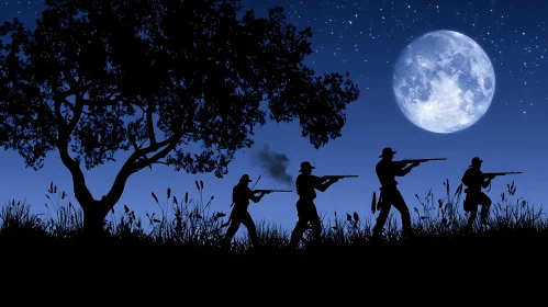 Night Watch: Silhouettes Under the Moon