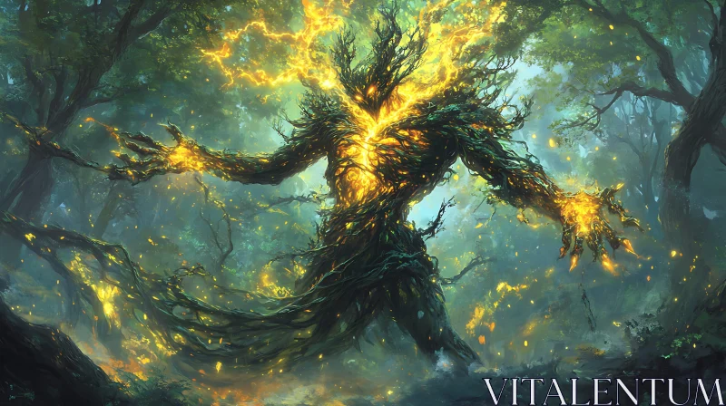 AI ART Mystical Glowing Forest Guardian