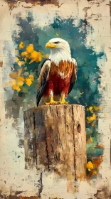Eagle Painting on Tree Stump
