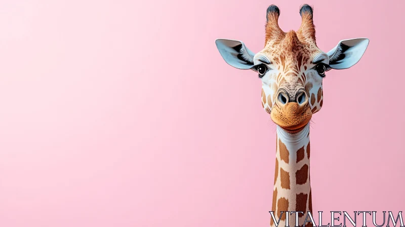 Charming Giraffe Against Pastel Pink AI Image