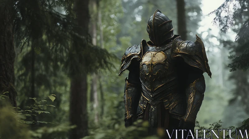 AI ART Armored Knight in Woodland Realm